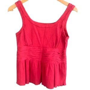 Marc Jacobs Magenta Pink Scoop Neck Top, Sleeveless Empire Waist Peplum Size: 4